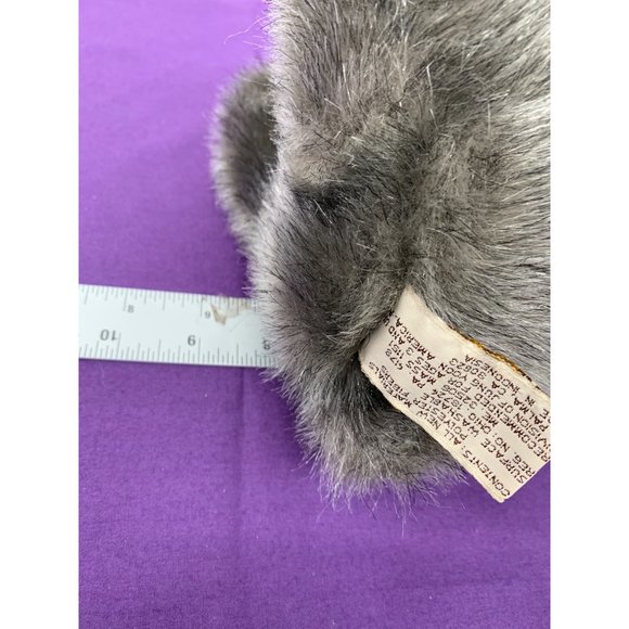 Gina 8 Inch Gray Frosted Teddy Bear Brown Plastic Eyes Leather Nose Gray Detail - Picture 10 of 11